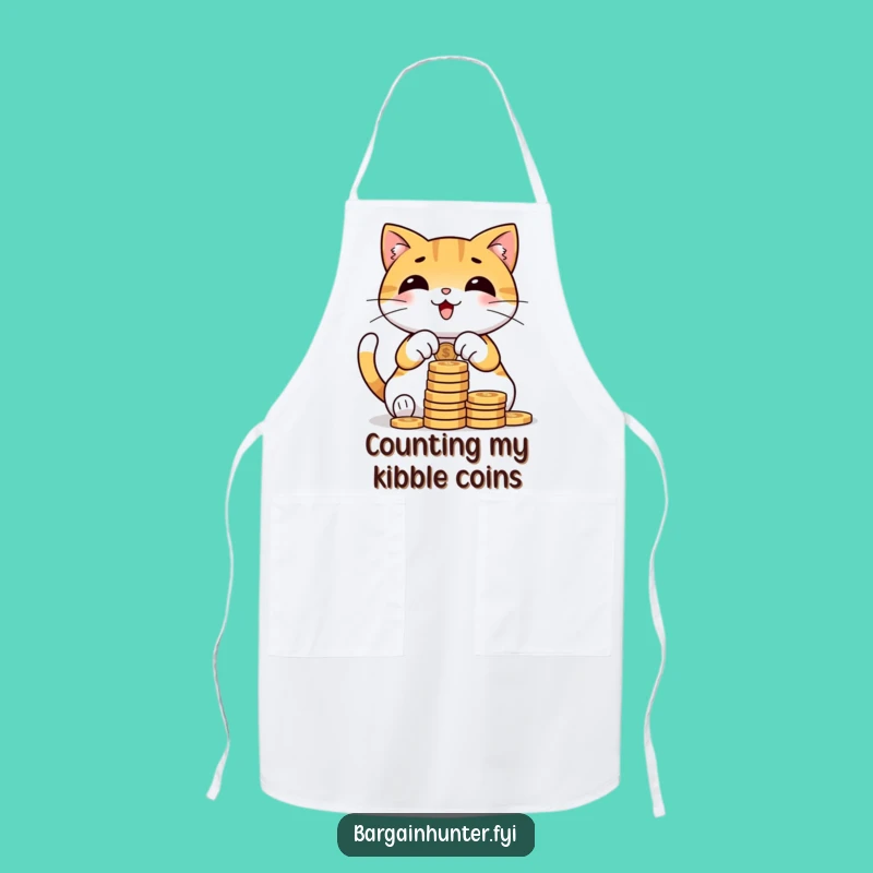 Funny Cat Counting Coins Apron: Cook Up Some Cash in Style