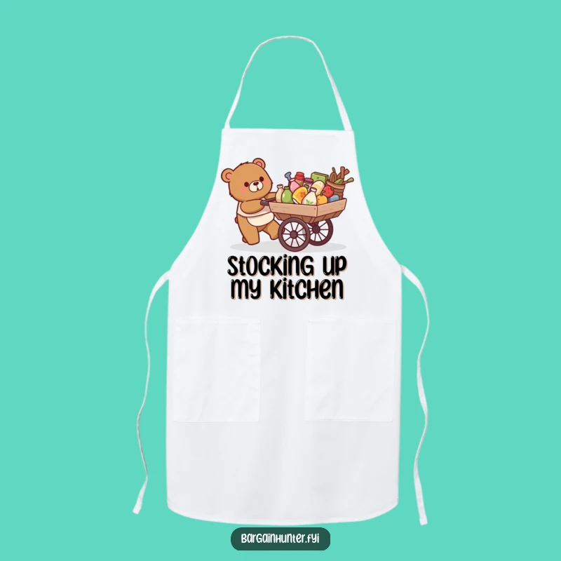 Funny Bear Apron: Overflowing Cart - Kitchen Abundance Gift