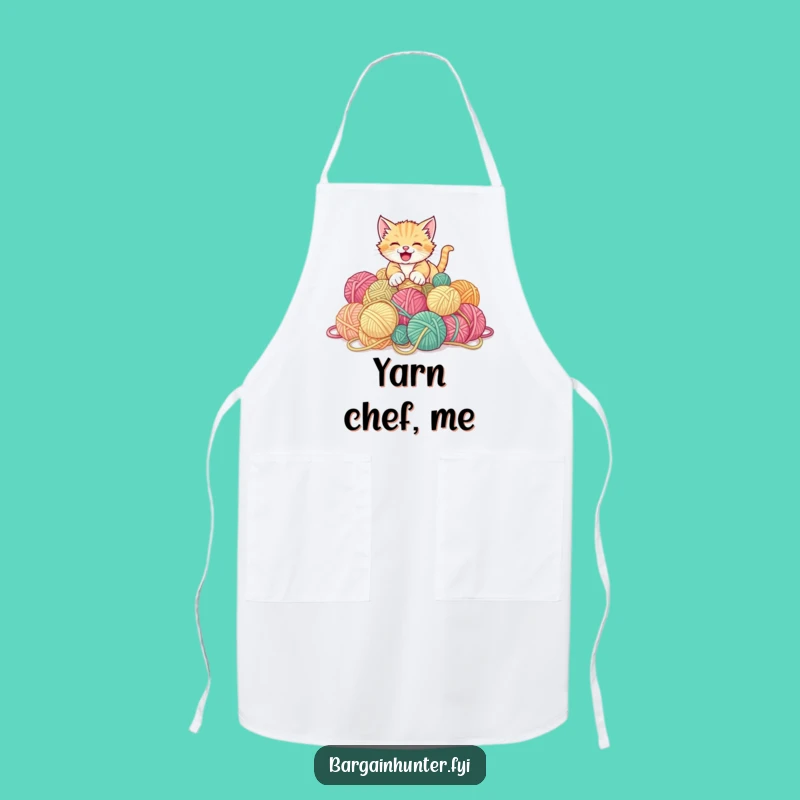 Funny Kitten Yarn Apron - Humorous Kitchen Gift for Crafters