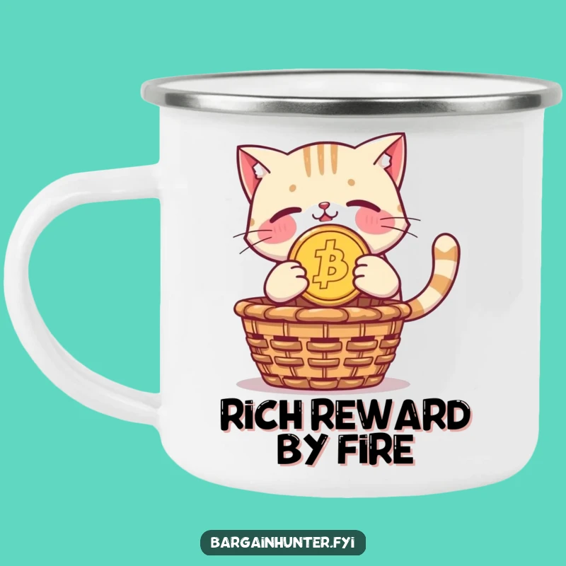 Funny Cat Camping Mug: Coin Diver - Outdoor Treasure Gift