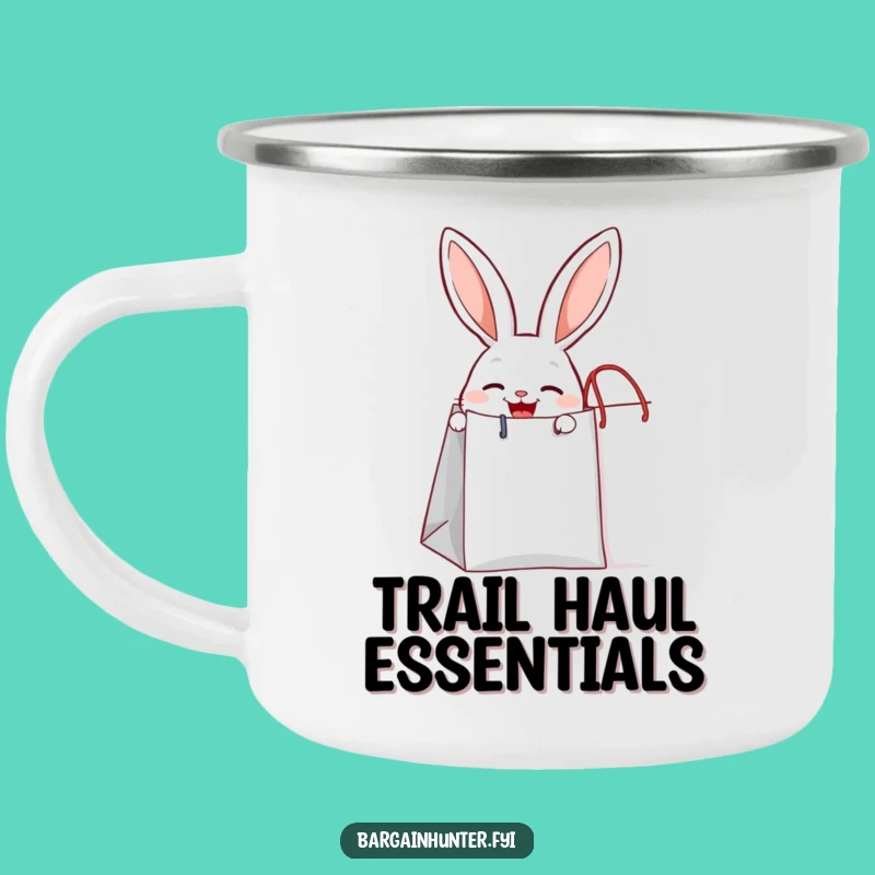 Funny Joyful Rabbit Camping Mug - Shopping Adventure Brew