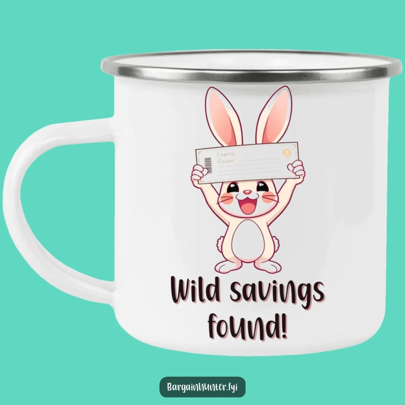Funny Bunny Coupon Camping Mug - Humorous Outdoor Gift for Savers