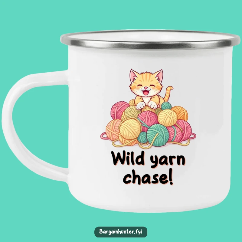 Funny Kitten Yarn Camping Mug - Humorous Outdoor Gift for Cat Fans
