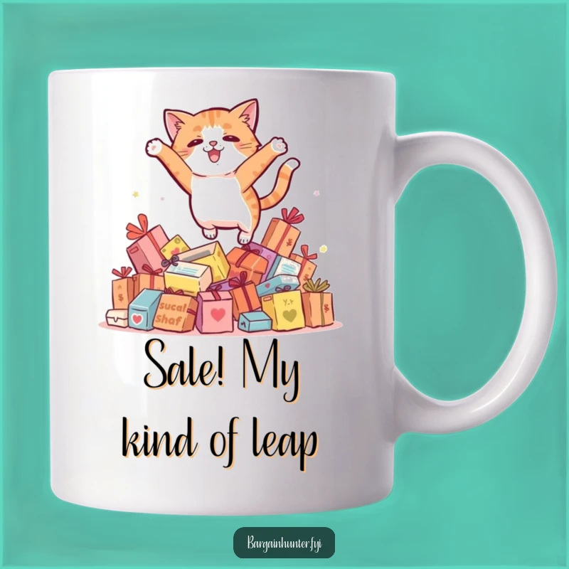Funny Cat Leap Sale Mug, Hilarious Shopper Gift for Feline Fans