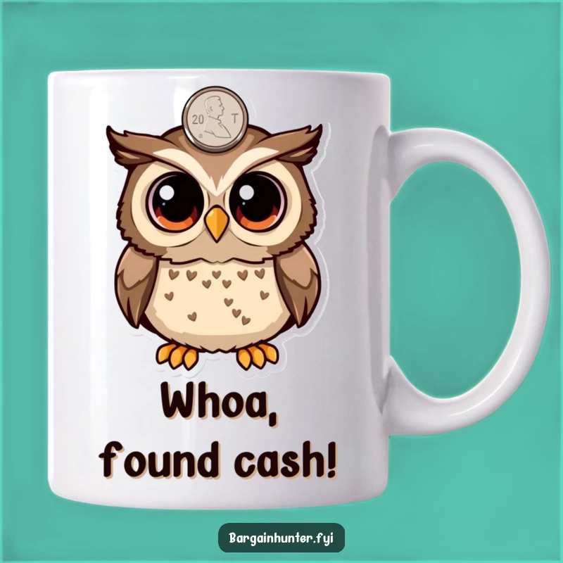 Funny Owl Penny Surprise Mug - Wide-Eyed Wonder Gift For The Lucky Finder