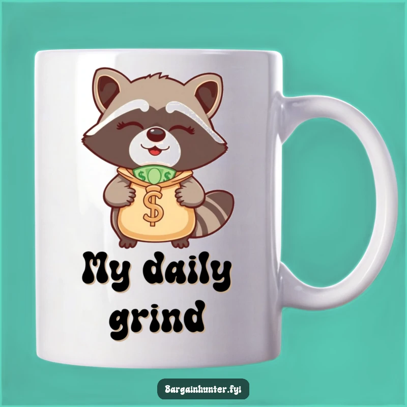 Funny Winking Raccoon Money Bag Mug: A Hilarious Gift for the Savvy Saver!
