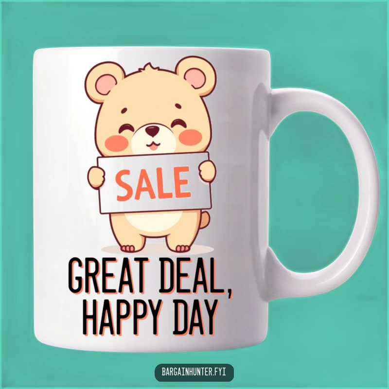 Funny Bear Cub Sale Mug: Cheerful Waving Sign - Perfect Funny Gift