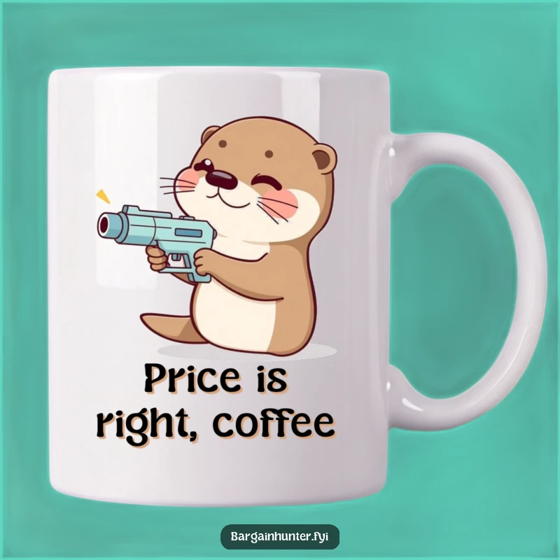 Funny Otter Price Gun Mug: Giggling Shopper Design, Perfect Funny Gift for Bargain Hunters