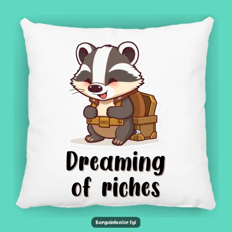 Funny Badger Treasure Pillow - Cozy Humorous Accent for Adventurers