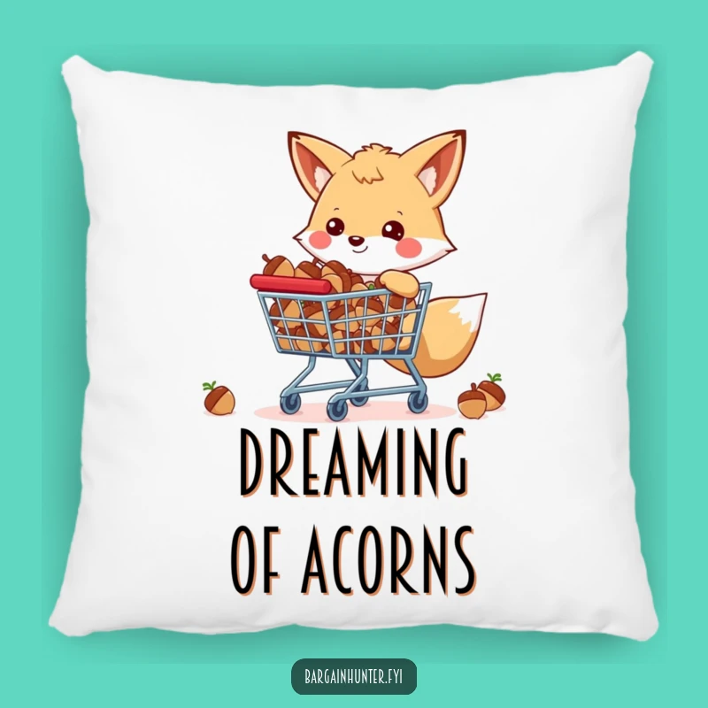 Funny Happy Fox Pillow - Cozy Acorn Cart Comfort