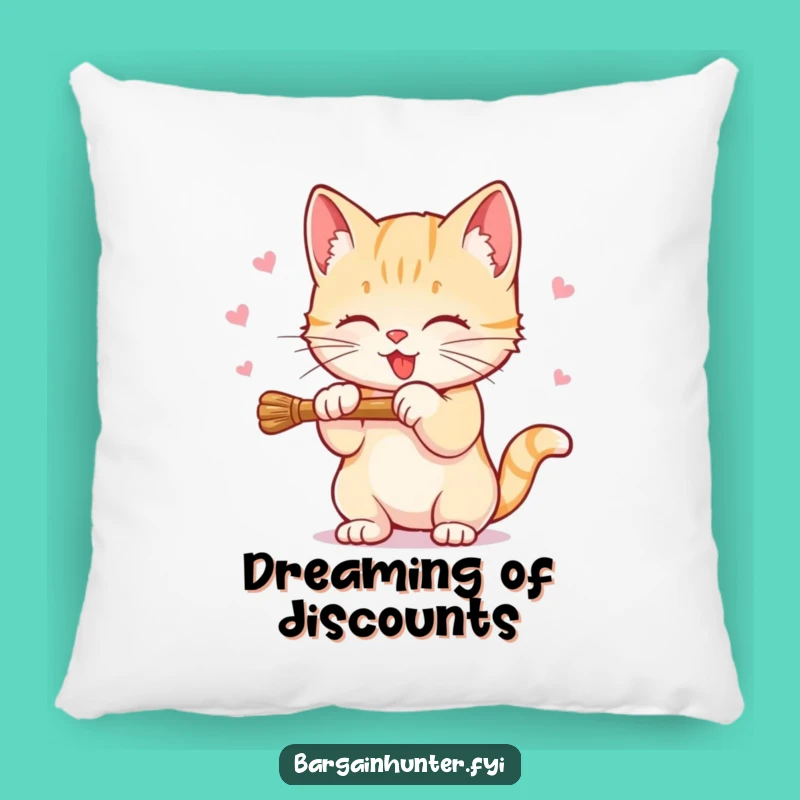 Funny Sweet Kitten Pillow: Cozy Discount Hunter Cushion, Humorous Accent Gift
