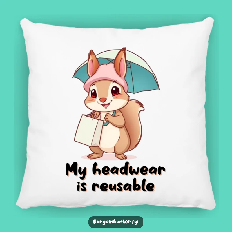 Funny Squirrel Shopping Accent Pillow, Soft and Comical Home Decor, Great Gift