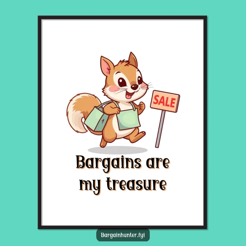Funny Squirrel Sale Digital Art - Humorous Printable for Shopper's Joy