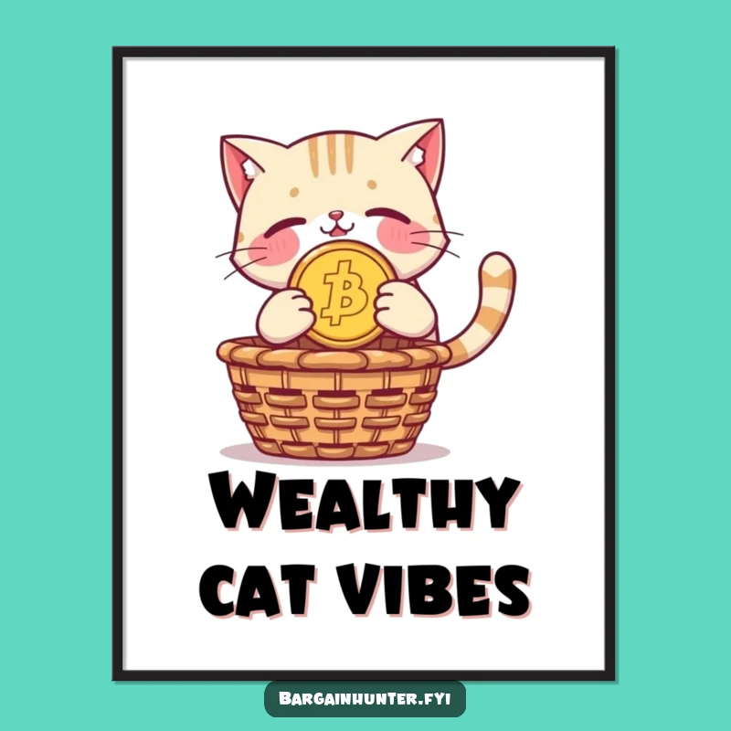 Funny Cat Digital Art: Coin Diver Pride - Instant Pet Lover Gift