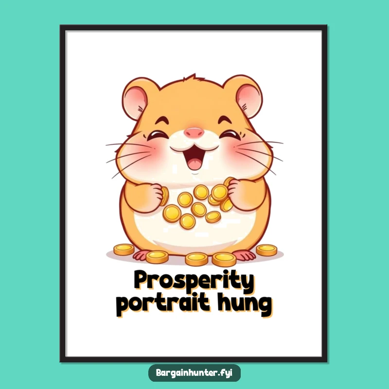 Funny Hamster Digital Art: Instant Wealth Vibes, A Saver's Funny Gift!