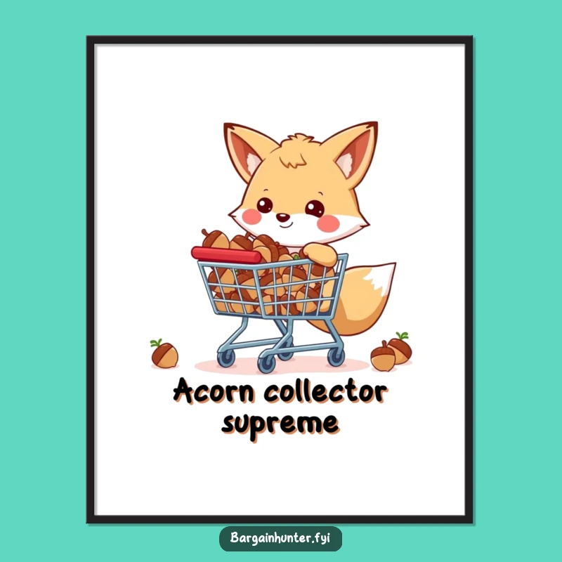 Funny Happy Fox Digital Art - Acorn Cart Instant Charm