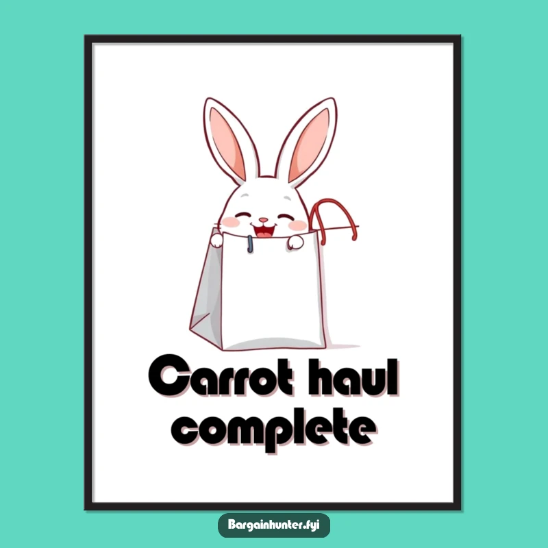 Funny Joyful Rabbit Digital Art - Shopping Bag Peek Instant Charm