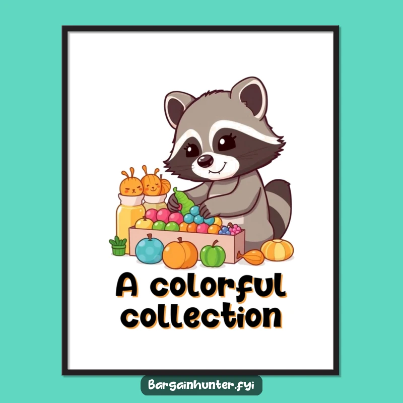 Funny Raccoon Collector Digital Art: Hilarious Sorting Raccoon Printable