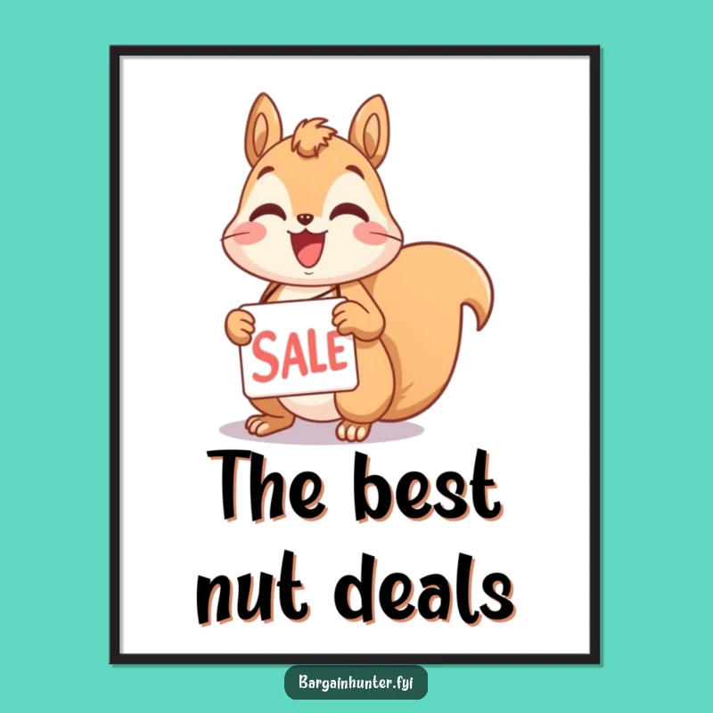 Funny Squirrel Sale Tag Digital Art Print: Instant Shopping Humor Decor