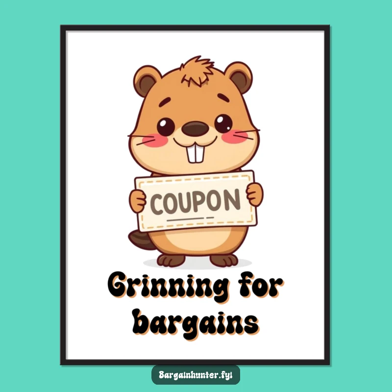 Funny Beaver Coupon Digital Print - Instant Cheerful Wall Art for Your Space