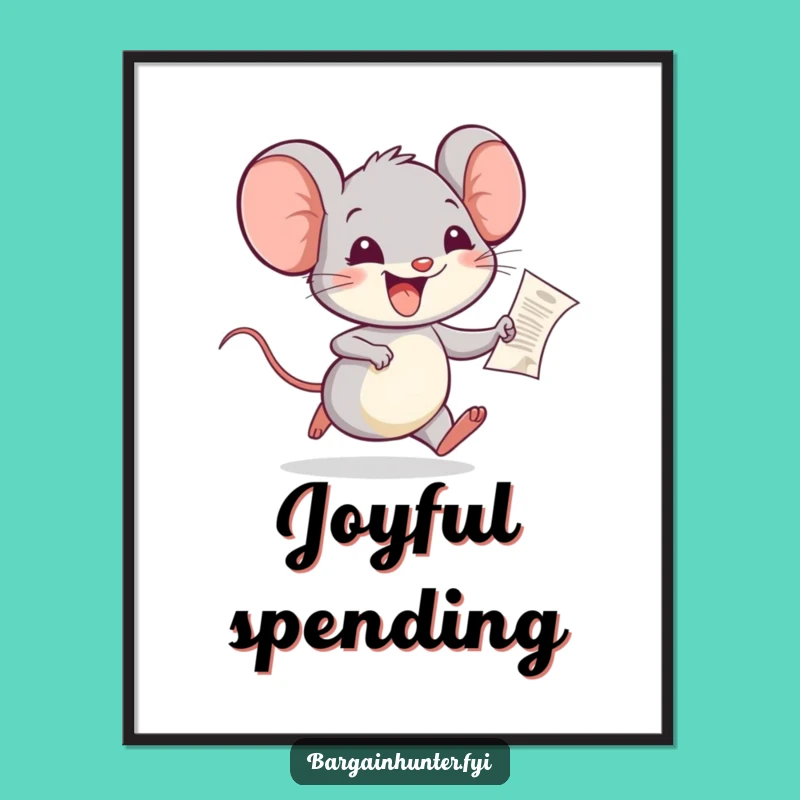 Funny Joyful Mouse Receipt Digital Art: Instant Cheerful Decor!