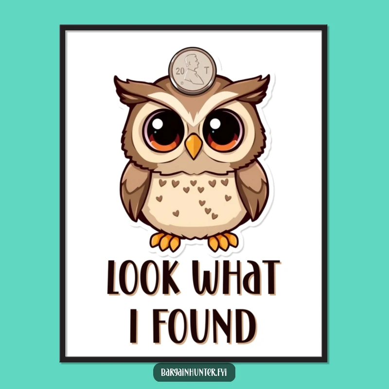 Funny Owl Penny Surprise Digital Art - Whimsical Wall Decor, Great Gift