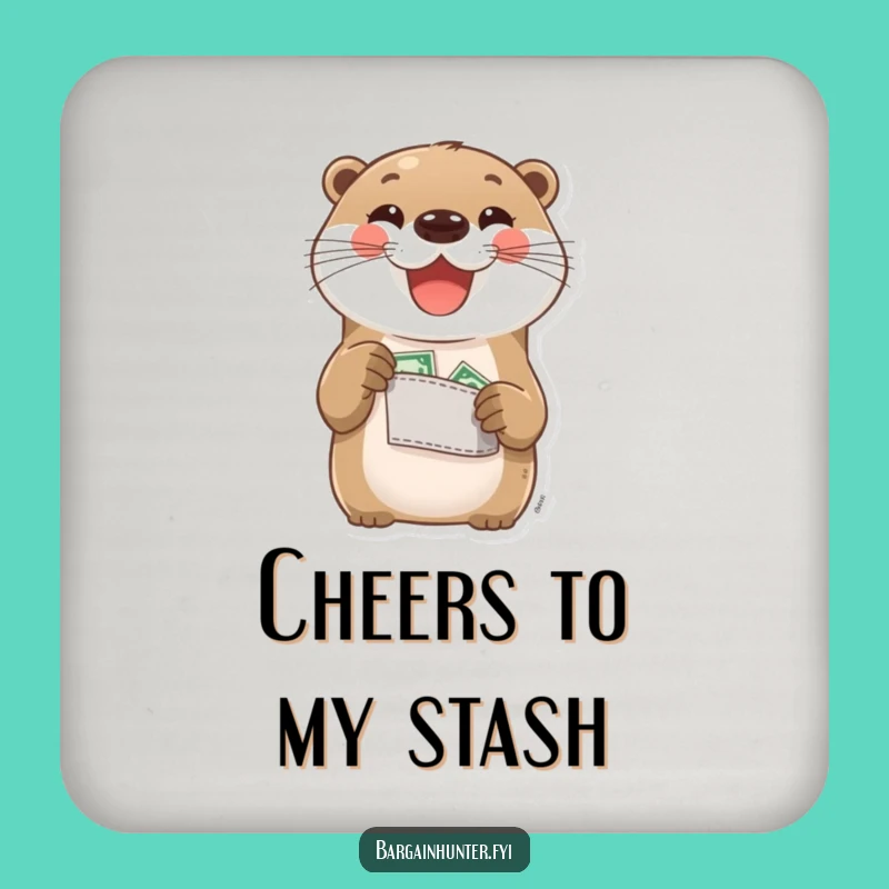 Funny Otter Drink Coaster: Protect Surfaces with Pocket Change Pride