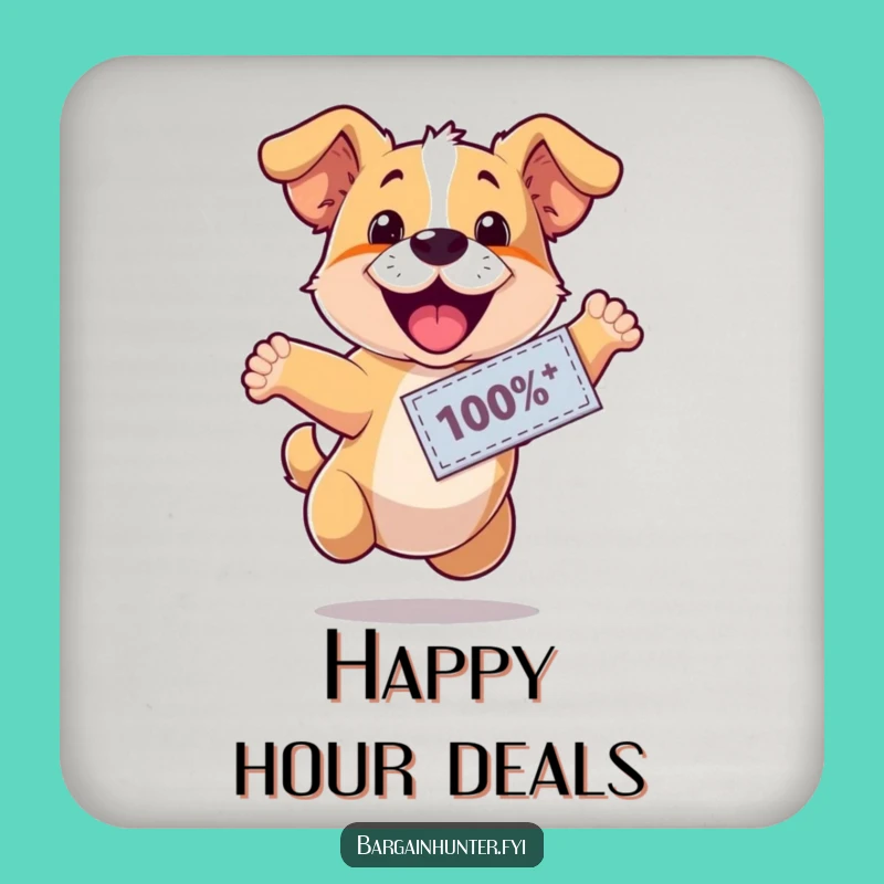Funny Happy Dog Coupon Coaster - Protect Surfaces with Canine Joy
