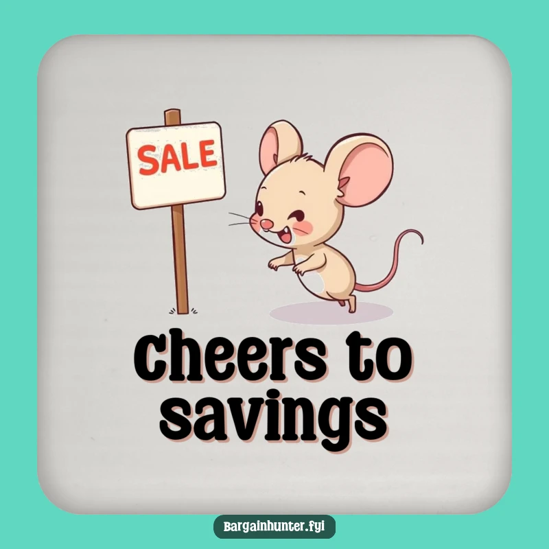 Funny Mouse Sale Coaster Set - Protect Surfaces with Hilarious Bargain Flair