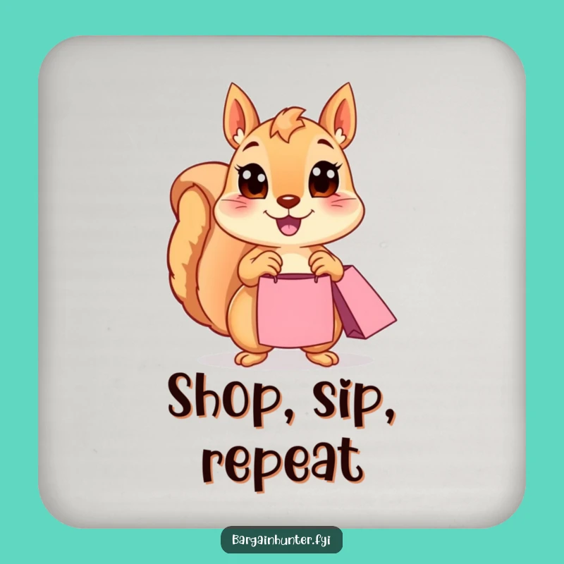 Funny Squirrel Drink Coaster: Protect Surfaces with Happy Shopper Flair