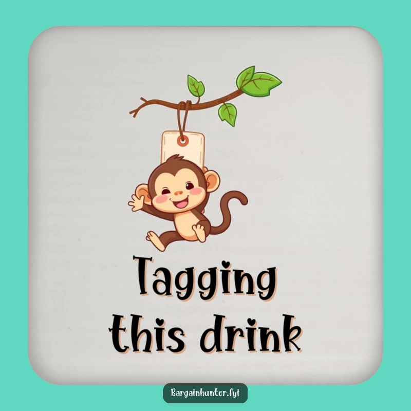 Funny Monkey Price Tag Coaster - Protect Surfaces Funny Gift!