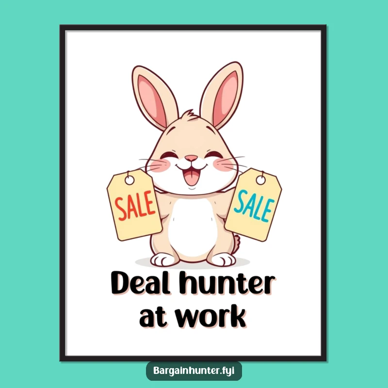 Funny Rabbit Sale Art Print, Hilarious Wall Decor Funny Gift