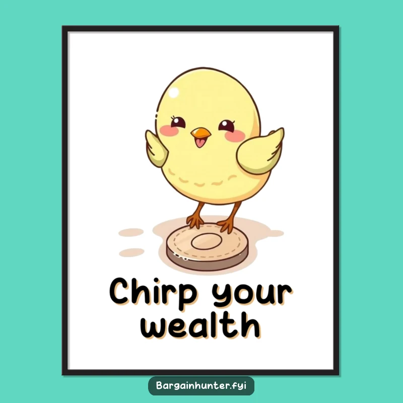 Funny Bird Pecking Coin Poster: Brighten Your Walls with Laughs!