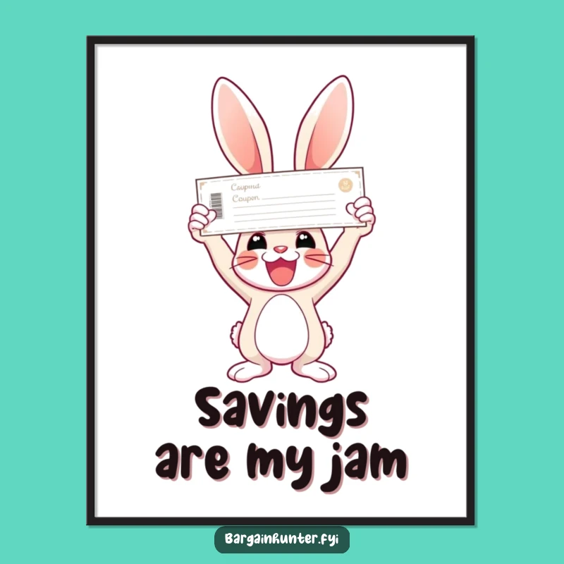 Funny Bunny Coupon Poster - Humorous Wall Art for Deal Enthusiasts