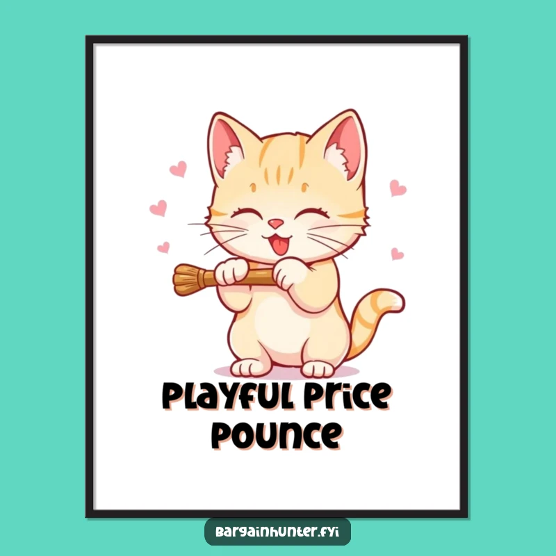 Funny Sweet Kitten Poster: Discount Hunter Art, Humorous Wall Decor Gift