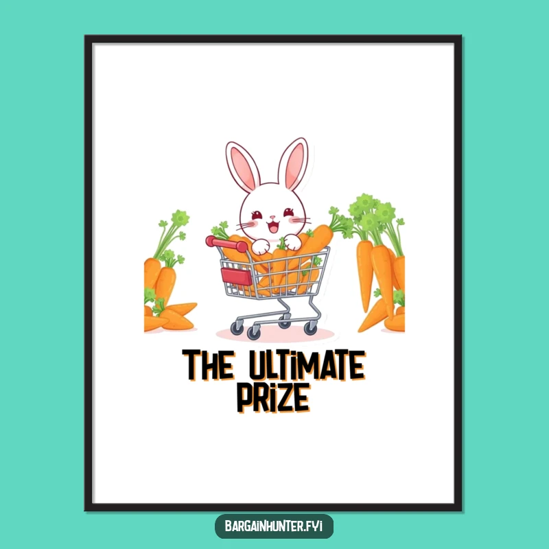 Funny Rabbit Carrot Poster, Whimsical Garden Art, Hilarious Gift for Decor