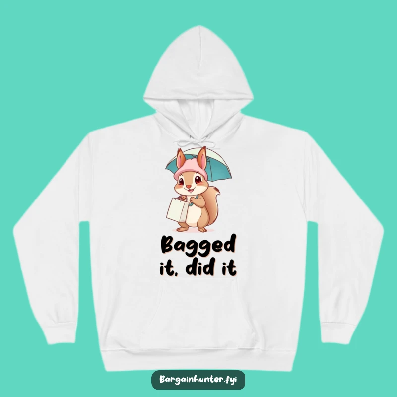 Cozy Funny Squirrel Shopping Hoodie, Warm and Comical Winter Wear, Great Gift