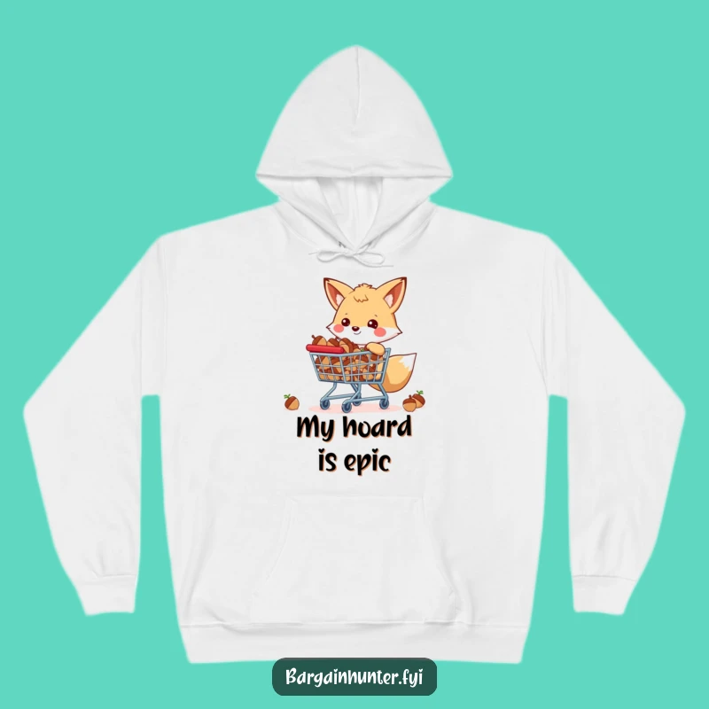 Funny Happy Fox Hoodie - Cozy Acorn Shopping Adventure