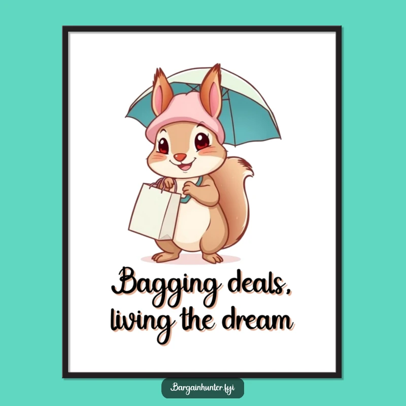 Free Printable Wall Art: Humorous Squirrel Shopper - Funny Downloadable Decor for Your Home