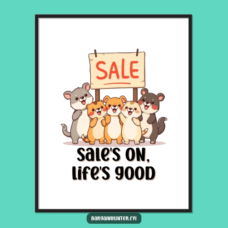Free Printable Wall Art: Animals Excited by Sale, Humorous Downloadable Decor