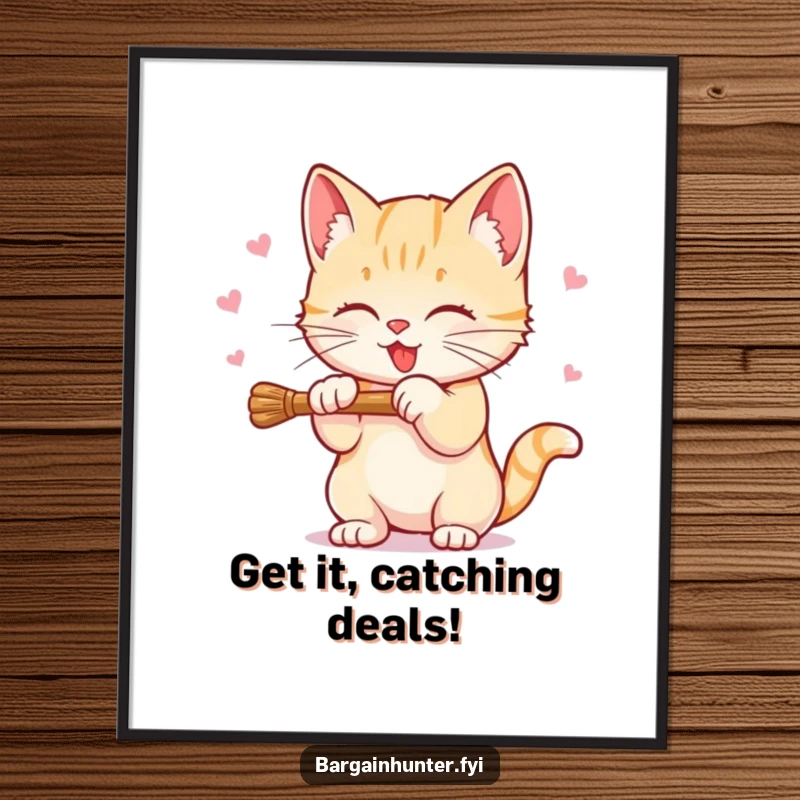 Funny Free Printable Wall Art: Sweet Kitten Batting at a Dangling Discount Price Tag.