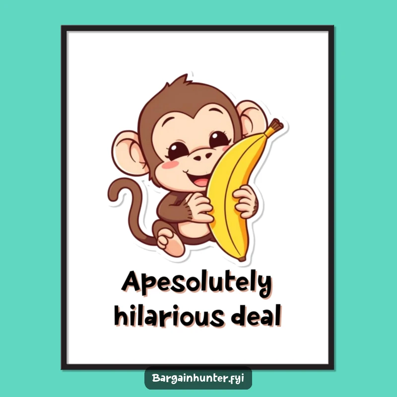 Funny Free Printable Wall Art: Monkey Banana Bargain Downloadable Decor