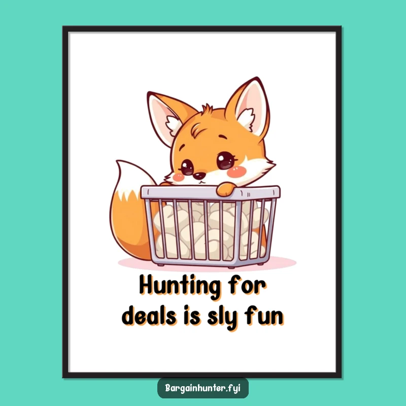 Free Printable Fox Wall Art: Funny Bargain Hunter for Hilarious Home Decor Downloadable Art