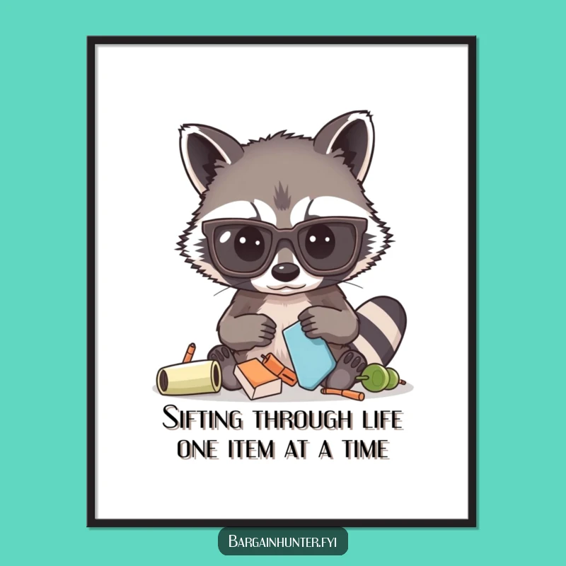 Free Printable Wall Art: Funny Raccoon's Quest - Humorous Downloadable Decor