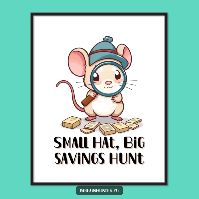 Funny Free Printable Wall Art: Mouse Deal Hunter, Quirky Downloadable Decor
