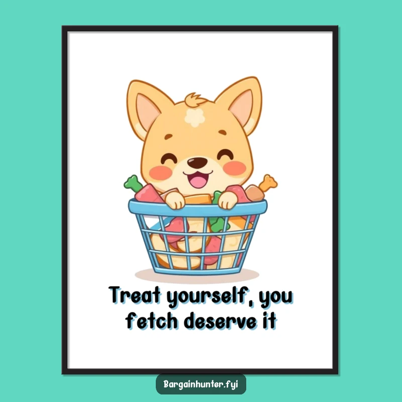 Free Printable Wall Art: Funny Dog Treat Basket, Humorous Downloadable Decor for Dog Lovers