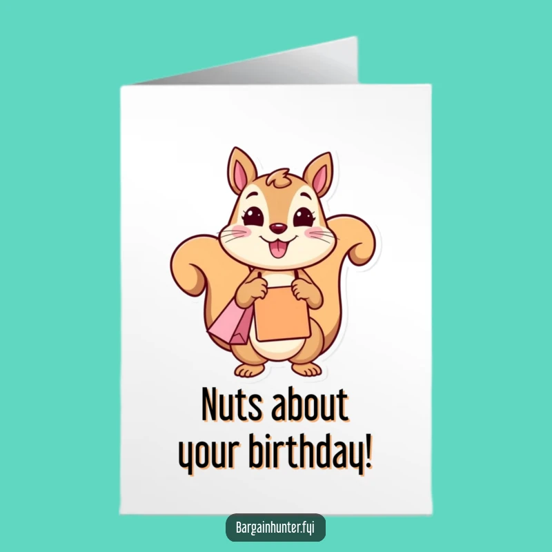 Free Printable Squirrel Birthday Card: Funny Shopper for a Hilarious Downloadable Gift