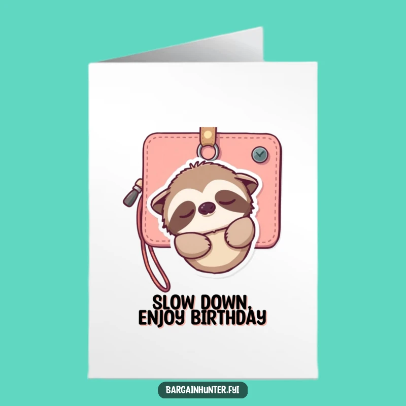 Free Printable Birthday Card: Sleepy Sloth Wallet - Funny Downloadable Gift