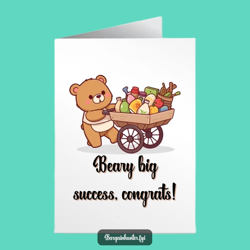 Free Printable Congrats Card: Bear Cart Full of Success for Your Achievements