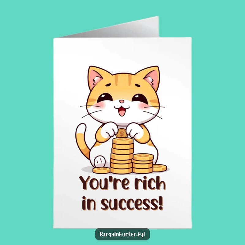 Free Printable Cat Congratulations Card: Lucky Cat Downloadable Gift for Success